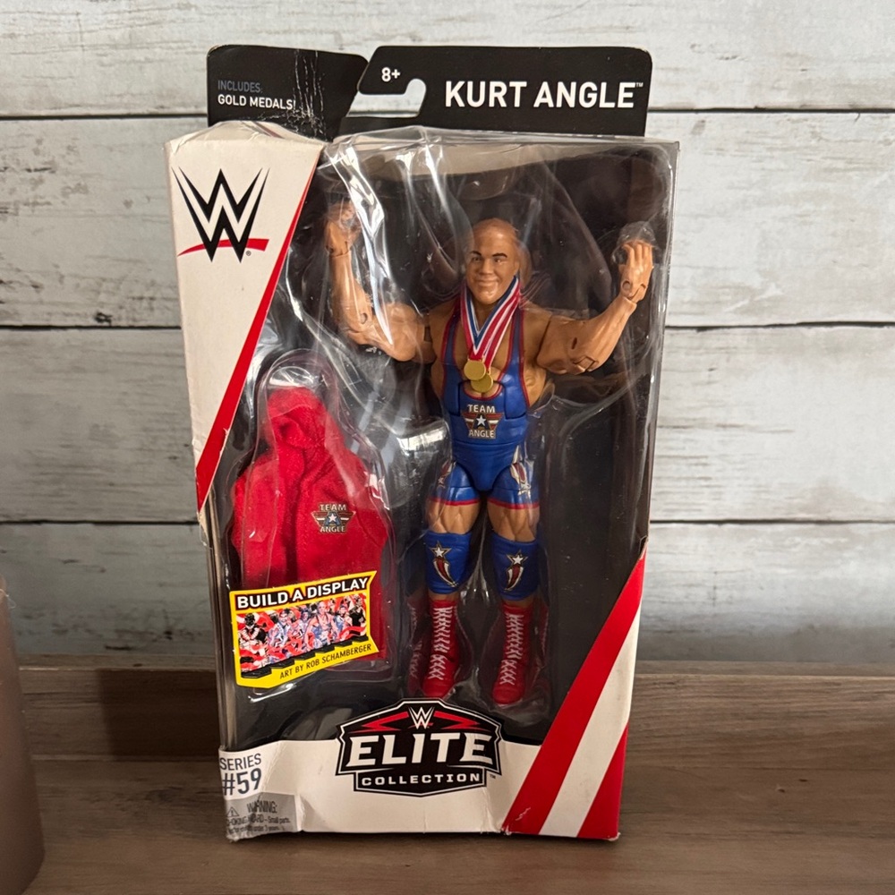 WWE Elite Collection Kurt Angle Figure with Blue and Red Attire